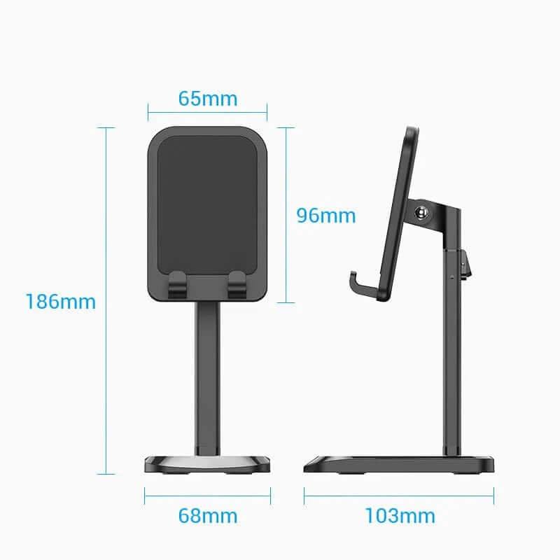 Vention Height Adjustable Desktop Cell Phone Stand dimensions and design, ideal for corporate gifts.