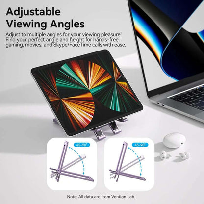 Vention Portable Cell Phone Stand Holder for Desk showcasing adjustable viewing angles for optimal device positioning.