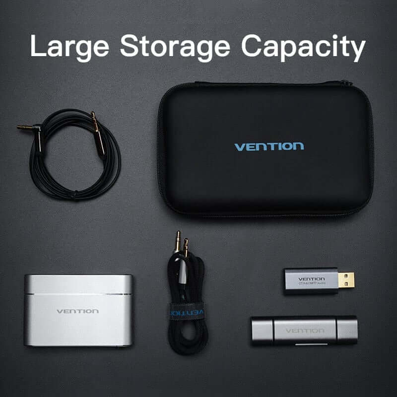 Vention Multifunctional Storage Bag shown with tech accessories highlighting large storage capacity.