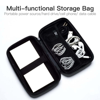 Vention Multifunctional Storage Bag with organized cables, hard drive, and accessories for tech enthusiasts.