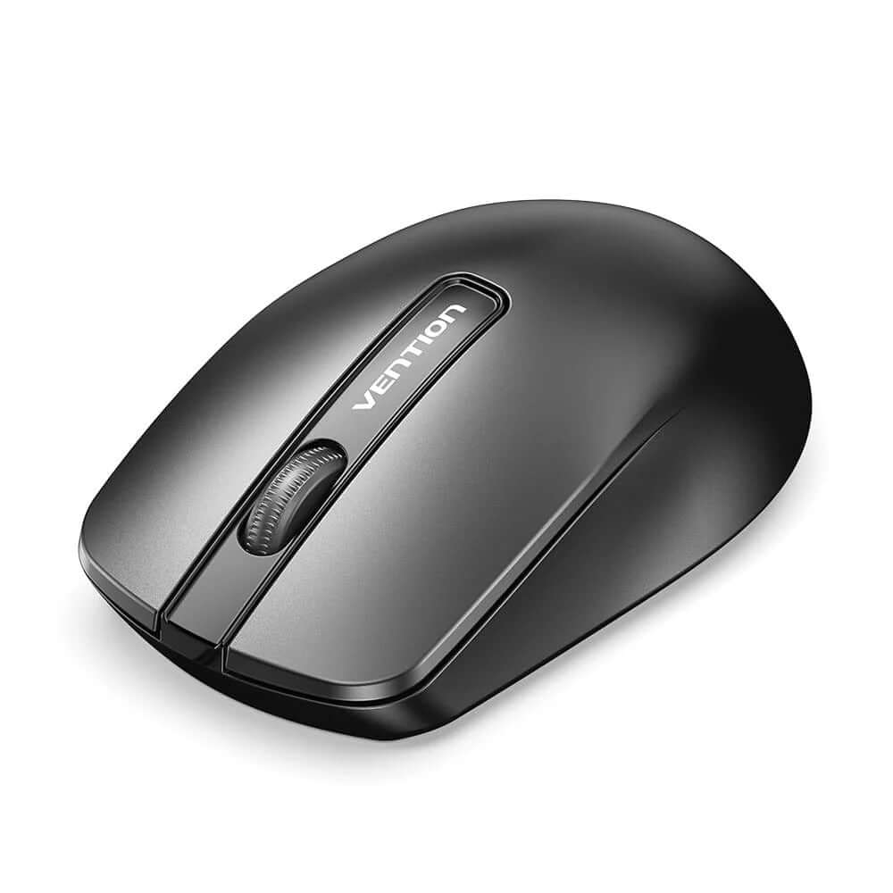 Vention 3-Button Wireless Computer Mouse in matte black, perfect corporate gift and ergonomic design for comfort.