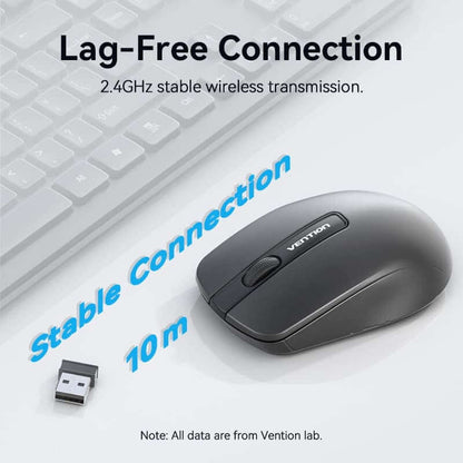 Vention 3-Button Wireless Computer Mouse with 2.4GHz lag-free connectivity and ergonomic design.