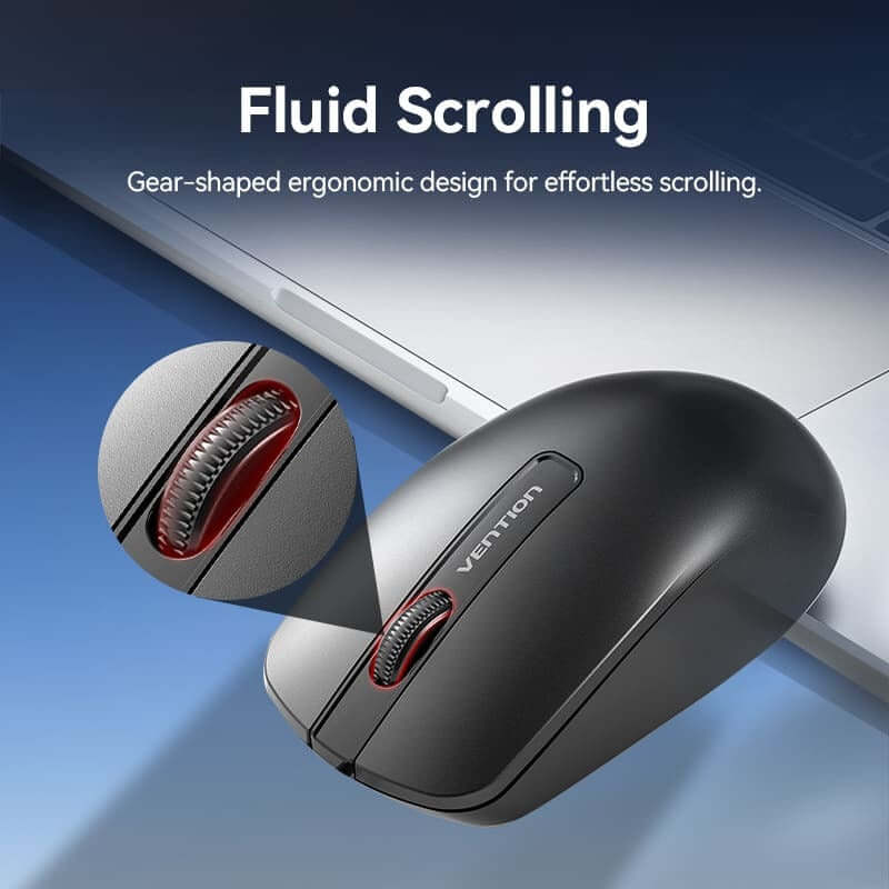 Vention Wireless Keyboard and Mouse Set ergonomic mouse with fluid scrolling for a seamless user experience.