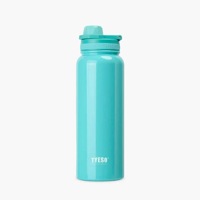 TYESO Stainless Steel Sports Bottle With Handle 35oz in teal color for hydration on the go.