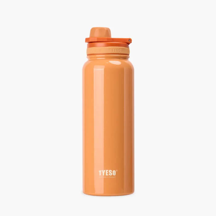 TYESO Stainless Steel Sports Bottle With Handle 35oz in orange color, ideal corporate gift for hydration on-the-go.