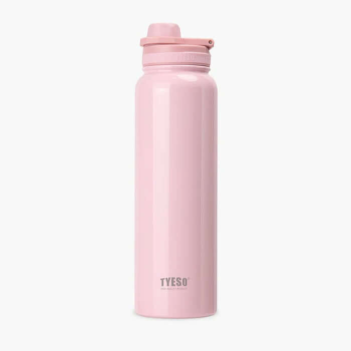 TYESO Stainless Steel Sports Bottle With Handle 40oz in pink, perfect for hydration and as a corporate gift.