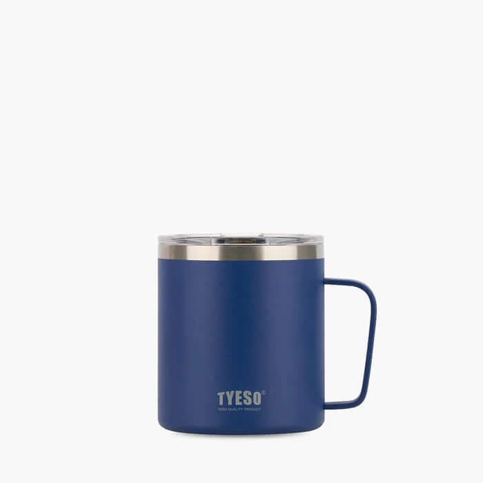 TYESO Coffee Mug 14oz in navy blue, perfect for hot and cold beverages, ideal as a corporate gift.