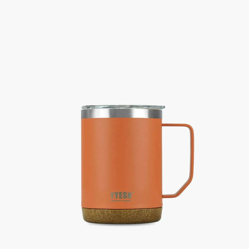 TYESO 18oz Coffee Mug in orange with double-wall vacuum insulation, perfect for hot and cold beverages.