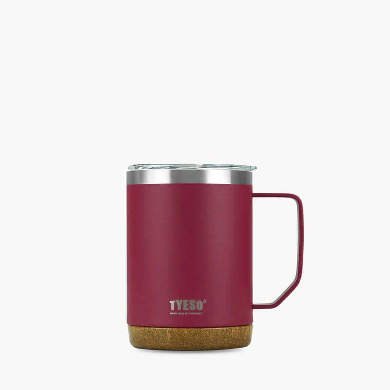 TYESO 18oz Coffee Mug with sliding lid and double-wall vacuum insulation, perfect for hot or cold beverages.