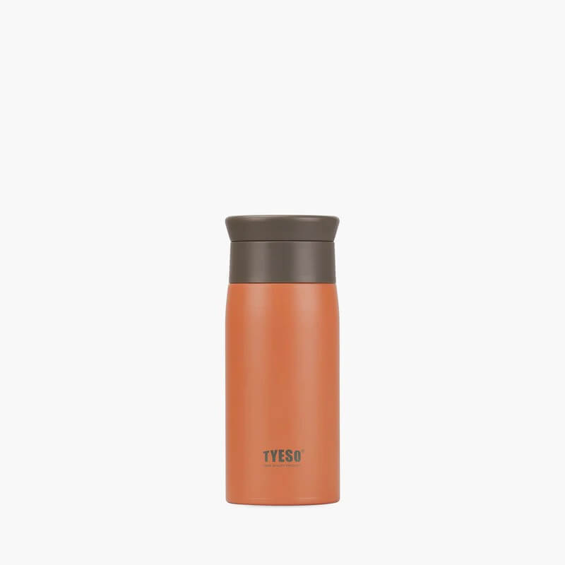 TYESO Vacuum Bottle 12oz in orange color showcasing stylish design and double-wall insulation for optimal temperature retention.