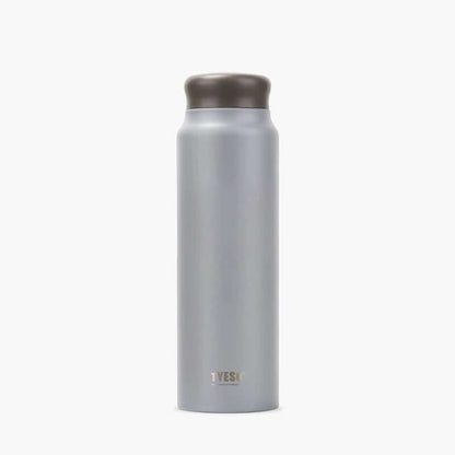 TYESO Light Weight Bottle 27oz in silver with brown lid, perfect for hydration and corporate gift.