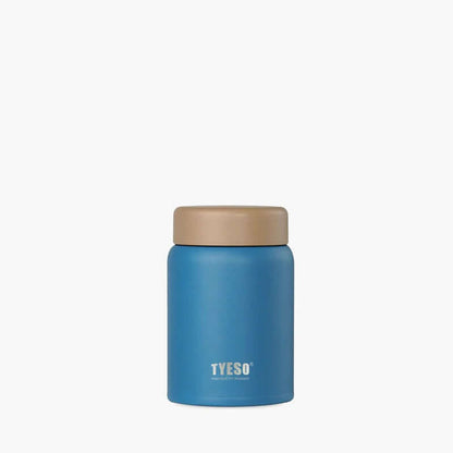TYESO Small Food Jar 9oz in blue with tan lid, ideal for snacks and corporate gift.