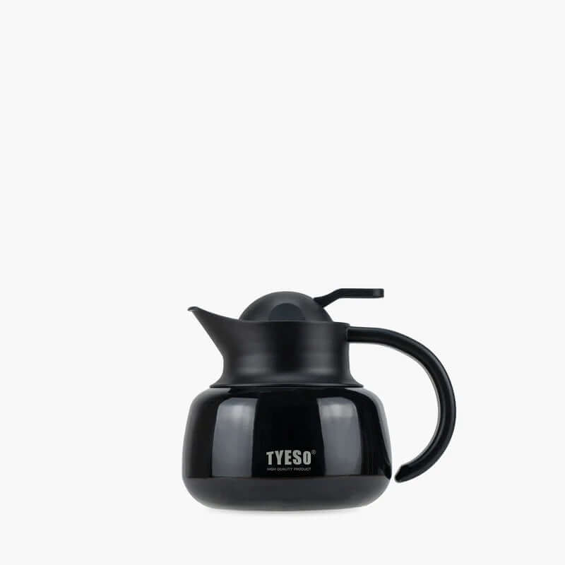 TYESO Vacuum Insulated Teapot with Strainer 20oz in sleek black design, perfect for tea enthusiasts and corporate gifts.