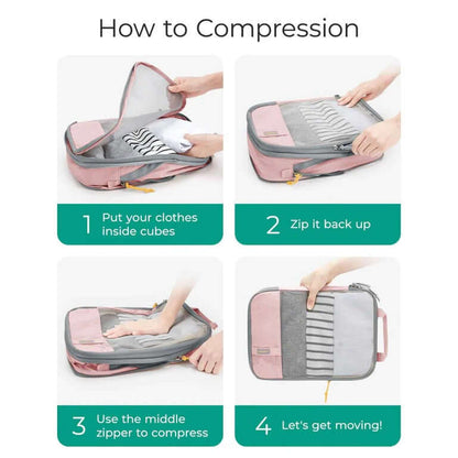 How to use Bagsmart 6-In-1 Compression Packing Cubes for efficient travel packing.