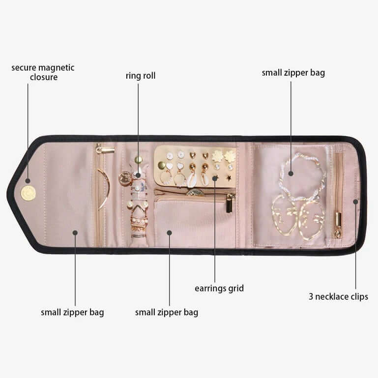 Bagsmart Peri Folding Jewelry Organizer with compartments, secure closure, and stylish design, perfect corporate gift.