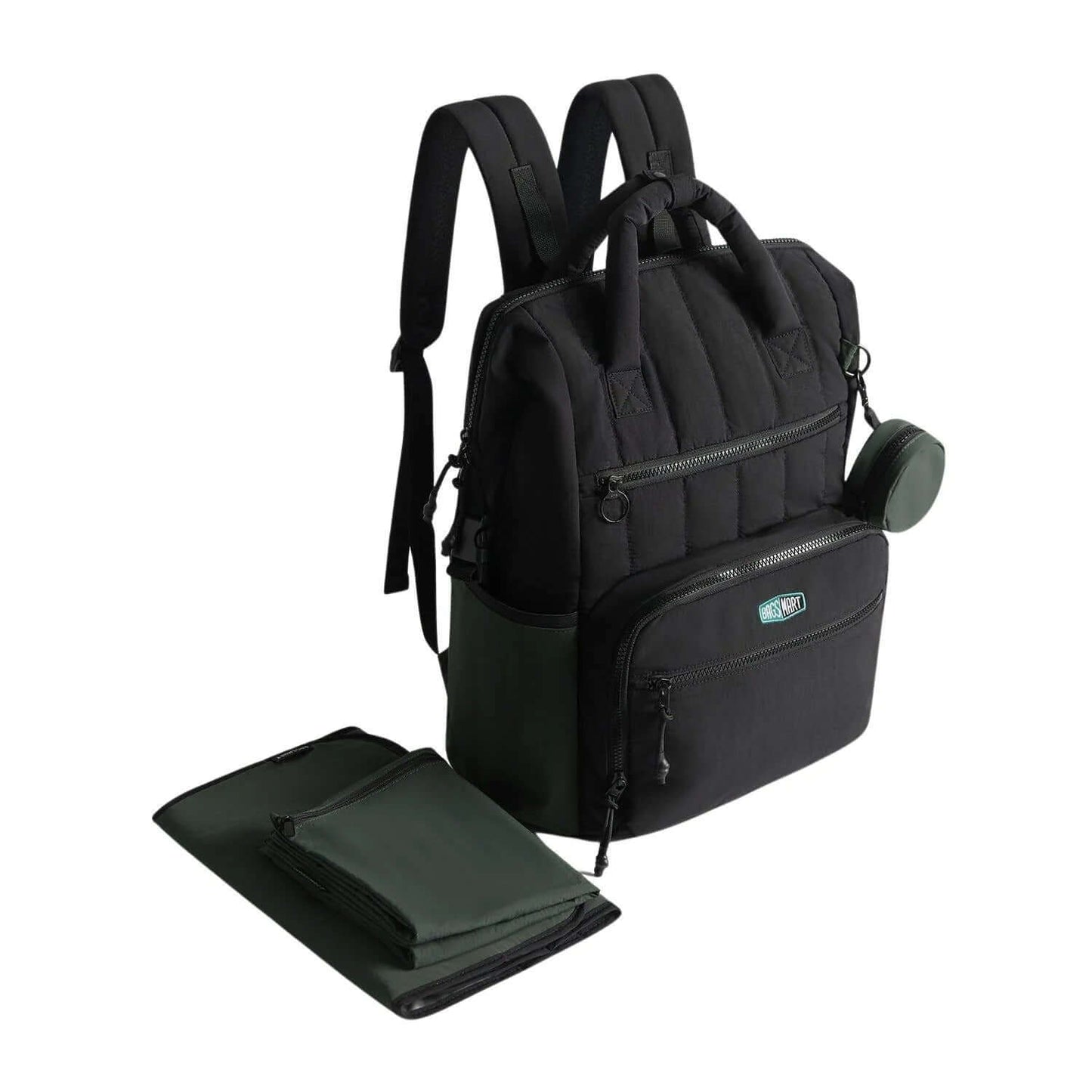 Bagsmart Walker Featherlight Travel Diaper Backpack 25L in black, featuring adjustable straps and a changing pad.