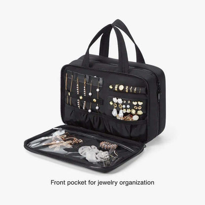 Bagsmart Zora Spacesaver Puffy Multi-Functional Toiletry Bag with jewelry organization pocket.