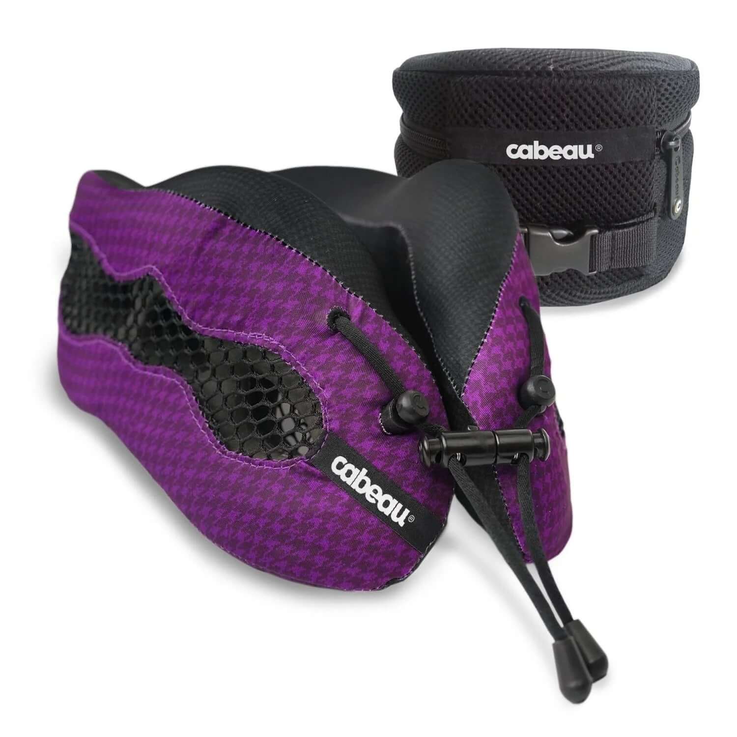 Cabeau Evolution Cool Travel Neck Pillow in purple with storage case for ultimate travel comfort.