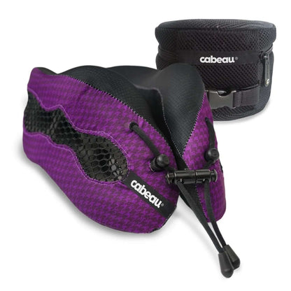 Cabeau Evolution Cool Travel Neck Pillow in purple with storage case for ultimate travel comfort.