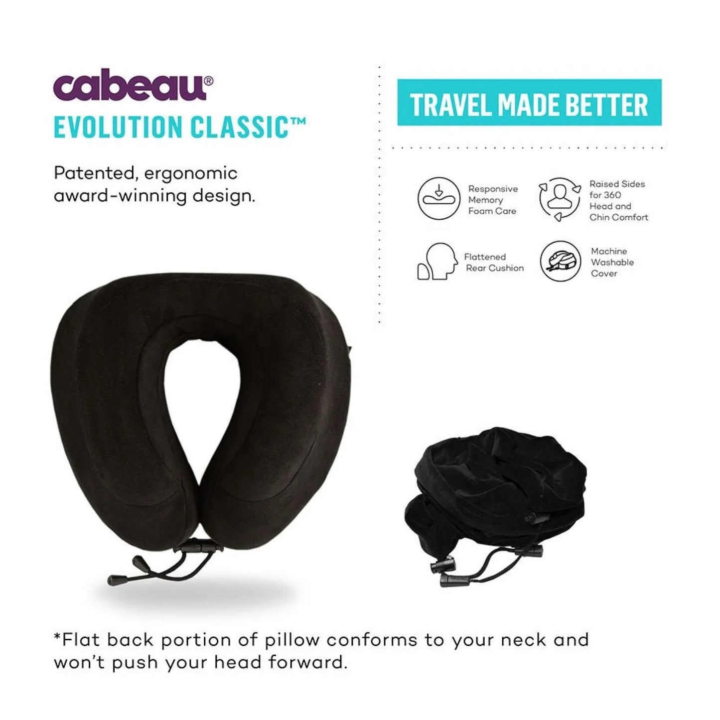 Cabeau Evolution Classic Travel Neck Pillow with ergonomic design for optimal comfort and support on the go.