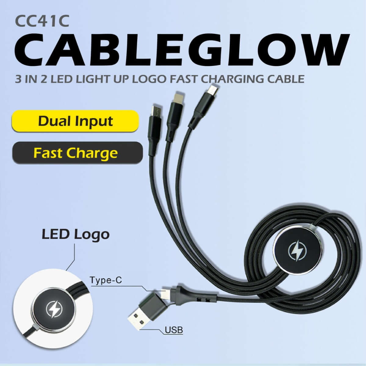 6 in1 Fast Charging Cable With LED Logo Corporate Gifts Singapore