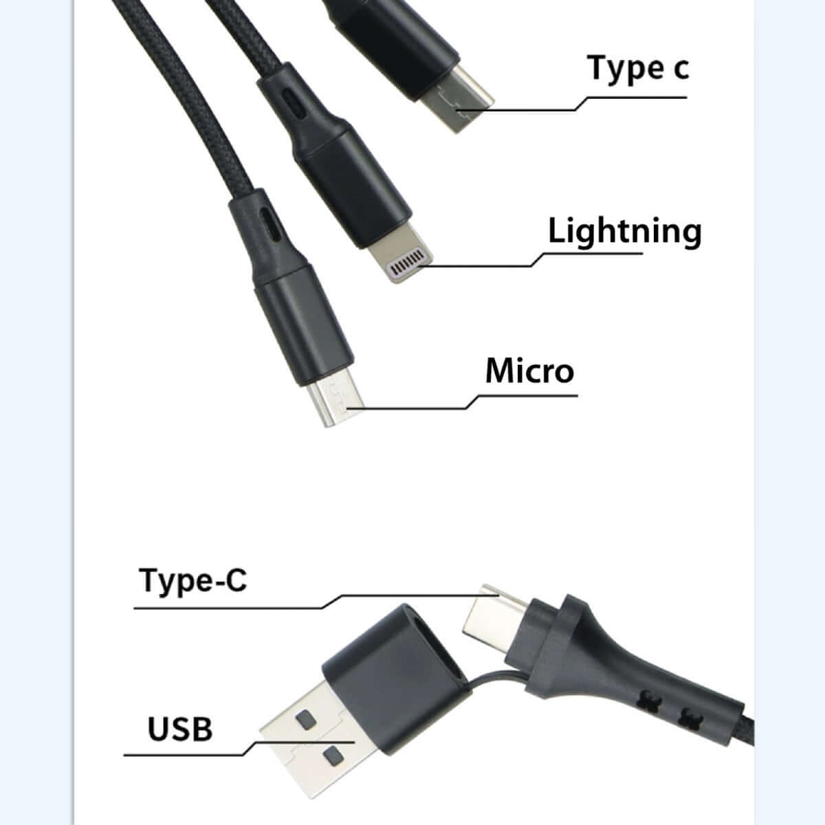 6 in1 Fast Charging Cable With LED Logo Corporate Gifts Singapore