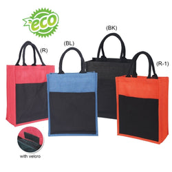Jute Tote Bag with Canvas Pocket