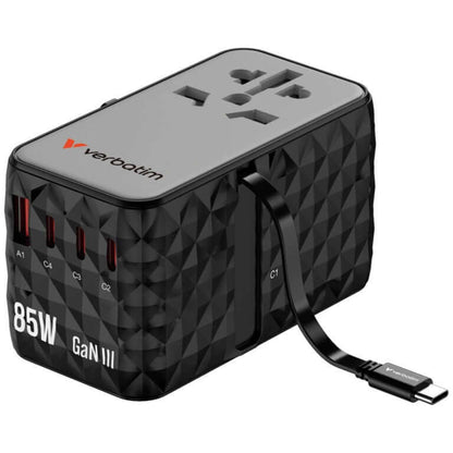 Verbatim Charge ‘n’ Travel Diamond 85W Universal Travel Adapter with Retractable Cable (CNT-02)