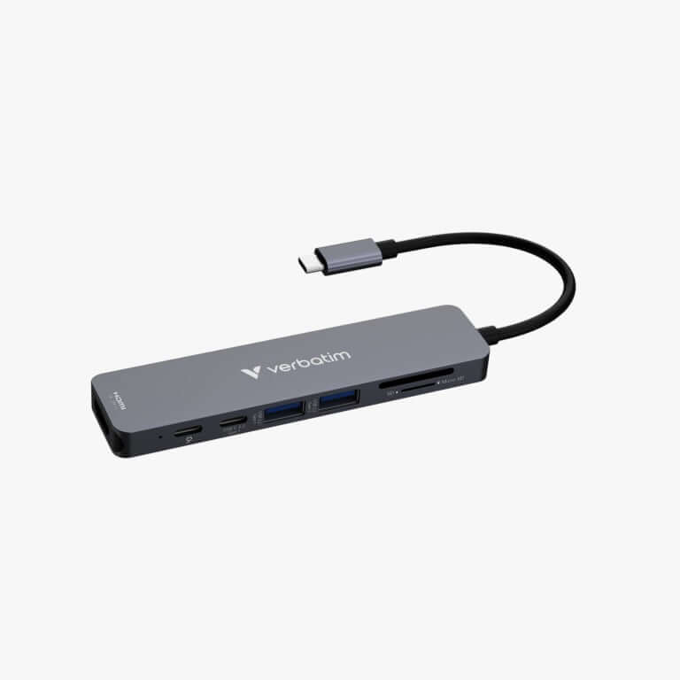 Verbatim Essentials USB-C Multiport Hub 7 Port with HDMI and USB-A ports for enhanced connectivity, ideal corporate gift.