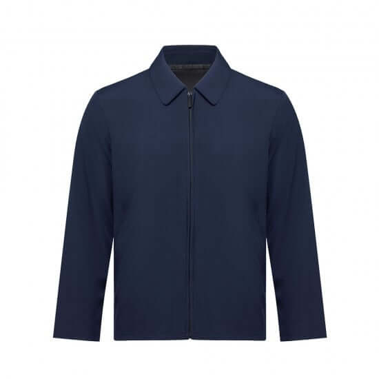 Unisex Corporate Jacket in navy blue with full-zip design, suitable for corporate gifts in Singapore.