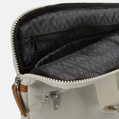 Interior view of the ARCHER Galileo Laptop Bag showing zippered pockets and padded compartment for devices.
