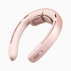 JisuLife Neck Fan Pro1 in pink, a stylish wearable fan ideal for staying cool while traveling.