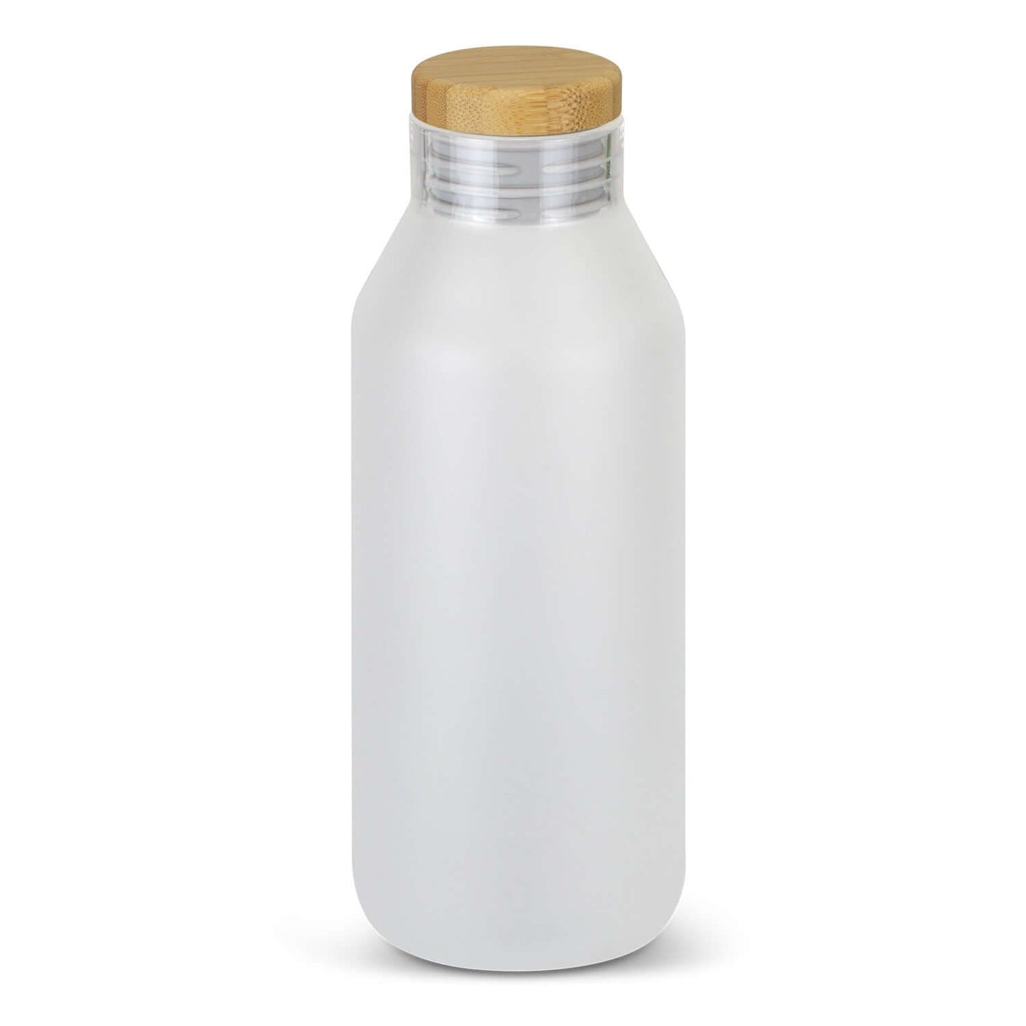 NATURA Ida Glass Bottle with bamboo lid, frosted finish, perfect for hydration and a great corporate gift.