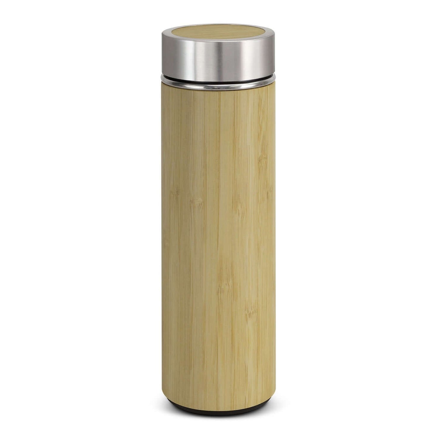 NATURA Bamboo Vacuum Bottle with bamboo exterior and stainless steel lid, perfect as a corporate gift.