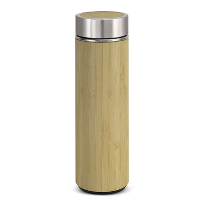NATURA Bamboo Vacuum Bottle with bamboo exterior and stainless steel lid, perfect as a corporate gift.