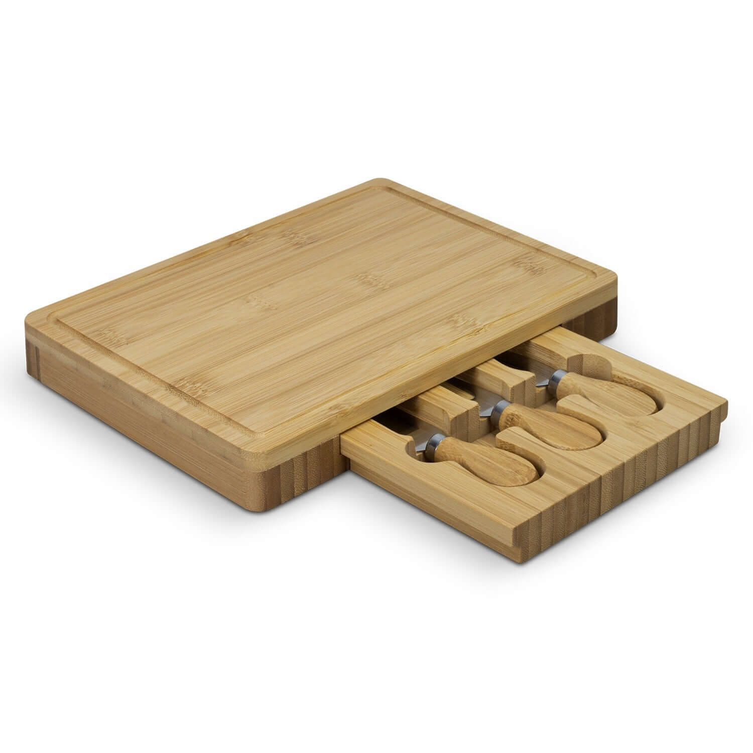 NATURA Kensington Cheese Board - Rectangle with slide-out drawer and cheese cutlery.