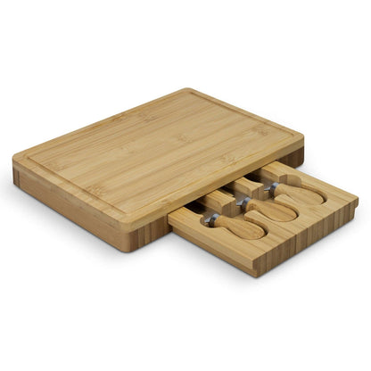 NATURA Kensington Cheese Board - Rectangle with slide-out drawer and cheese cutlery.