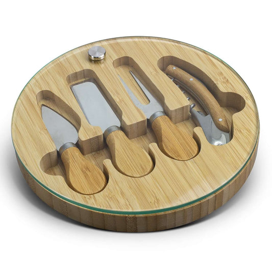 NATURA Glass & Bamboo Cheese Board Corporate Gifts Singapore