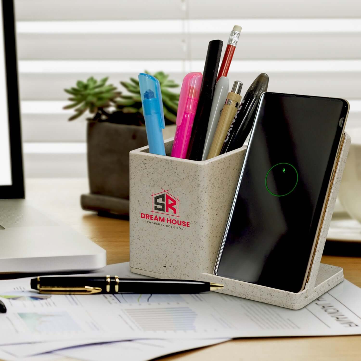 NATURA Oaken Wireless Charger Desk Caddy Corporate Gifts Singapore
