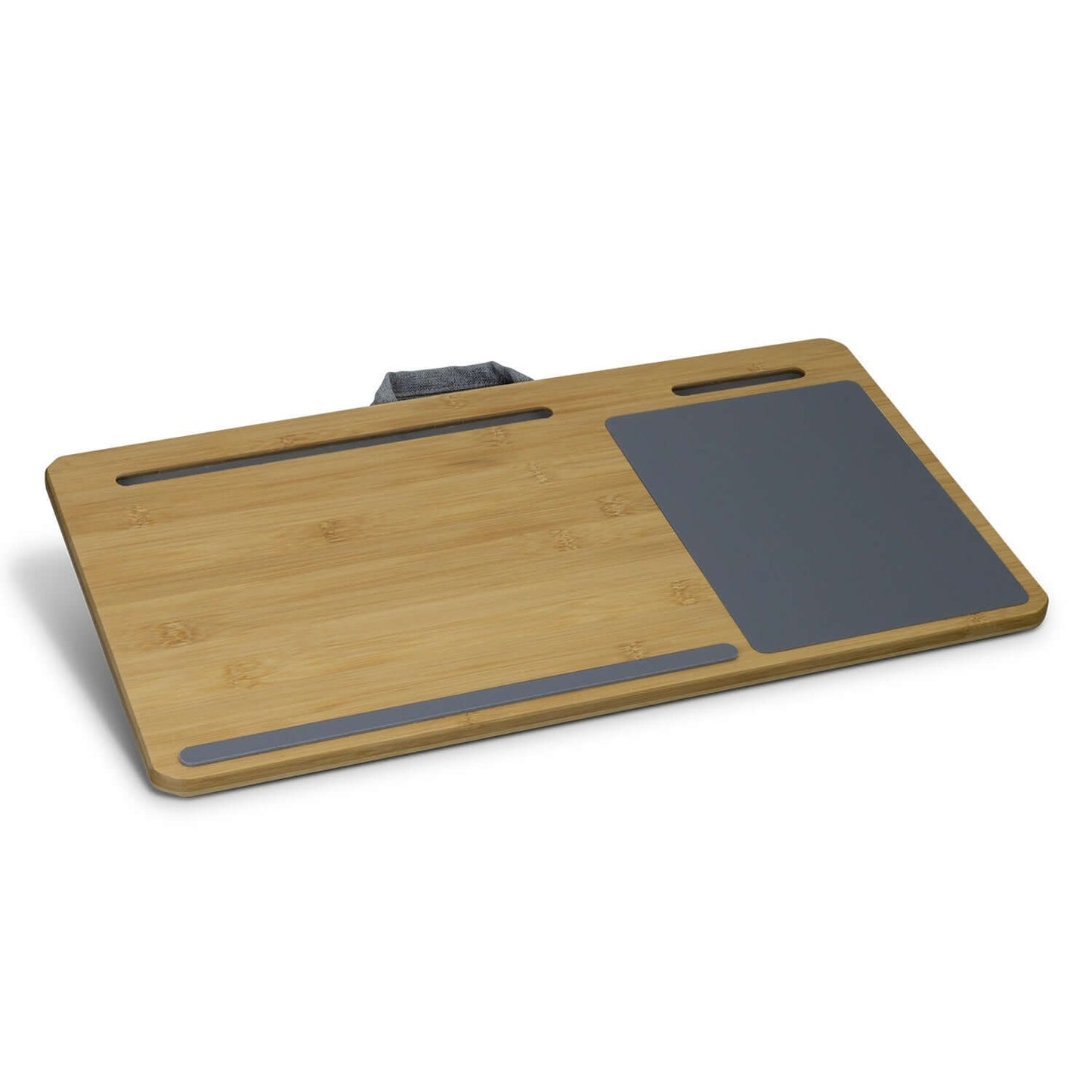NATURA Bamboo Lap Desk with soft cushioned base and convenient carry handle, perfect for corporate gift.