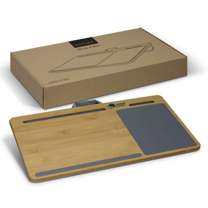 NATURA Bamboo Lap Desk with packaging, stylish and functional lap desk for comfortable workspace.