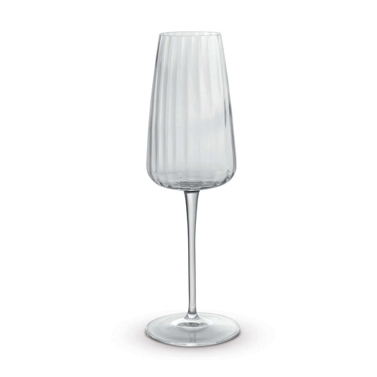 Elegant Luigi Bormioli Optica Flute Glass Cup for corporate gift in Singapore, showcasing timeless Italian design.