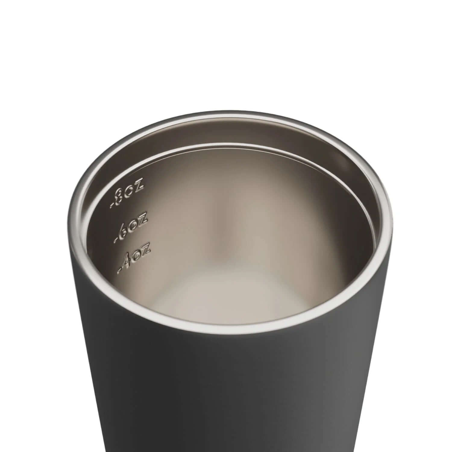 Inside view of Made By Fressko Camino 8oz Insulated Stainless Steel Cup showing measurement lines.
