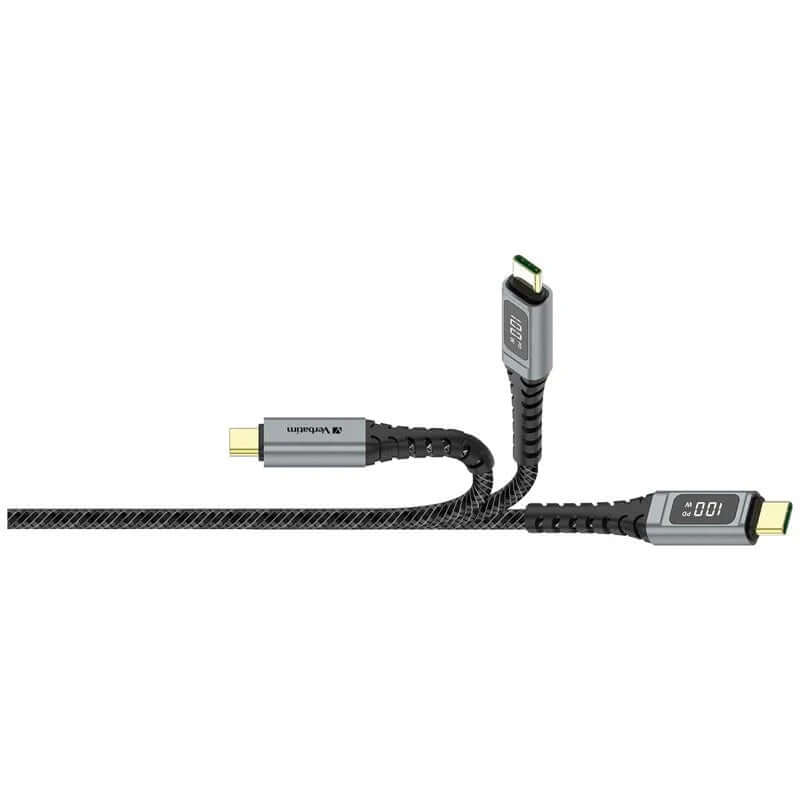 Verbatim VM66951 PD100W C-C Cable 1.2M for fast charging and data transfer, designed for Type C devices.