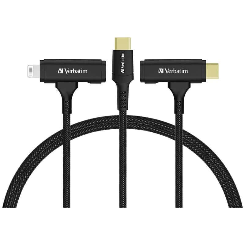 Verbatim VM66974 USB-C+Lightning 2in1 Cable 1.2M with durable design and fast charging capabilities.