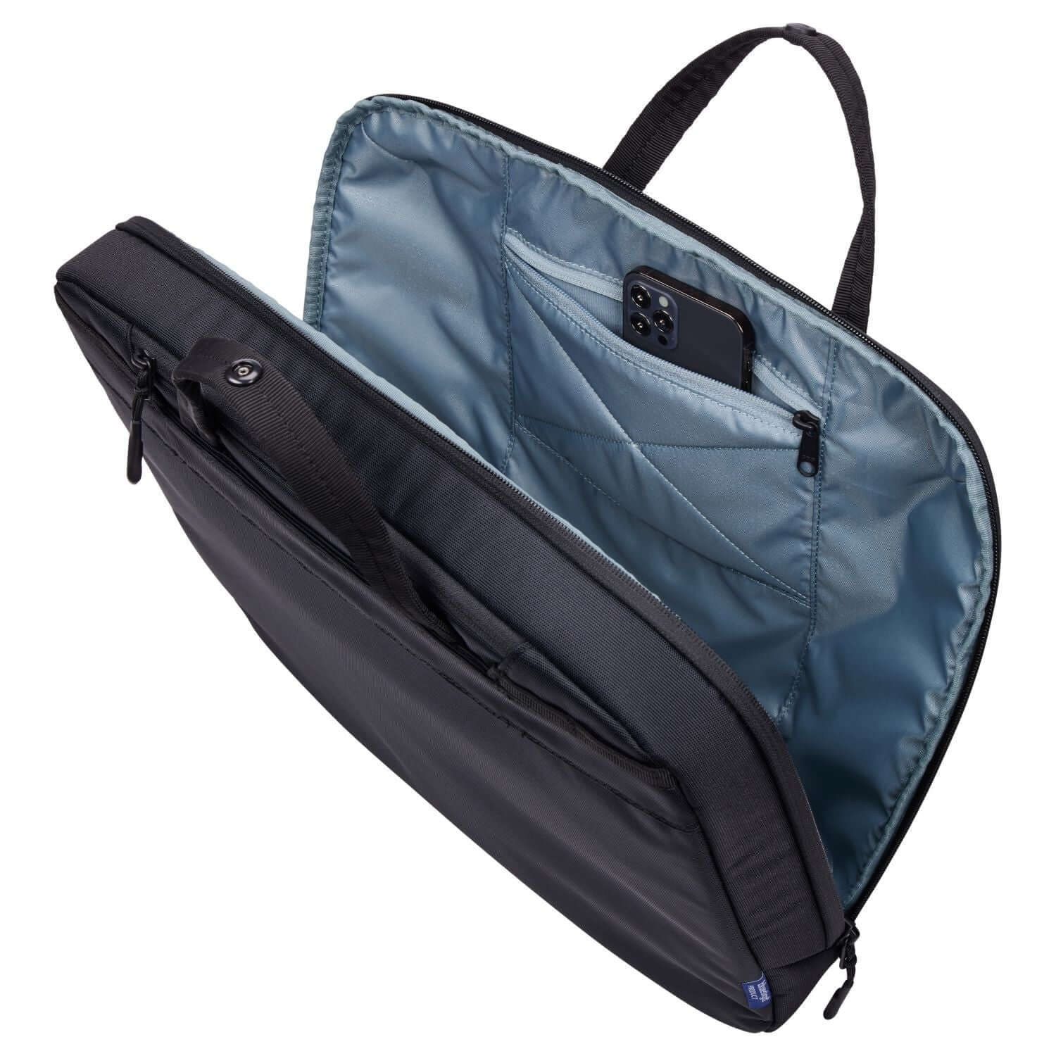 Thule Subterra 2 Attache 16" Laptop Bag interior showing padded laptop sleeve and phone pocket.