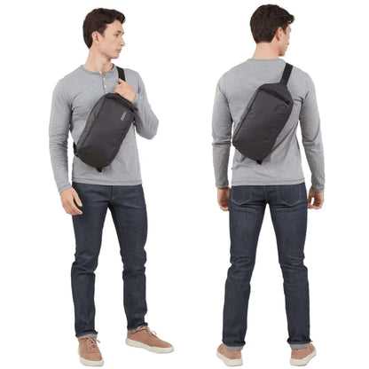 Thule Tact Sling 8L worn by a man, showcasing its versatile and compact design for everyday use.