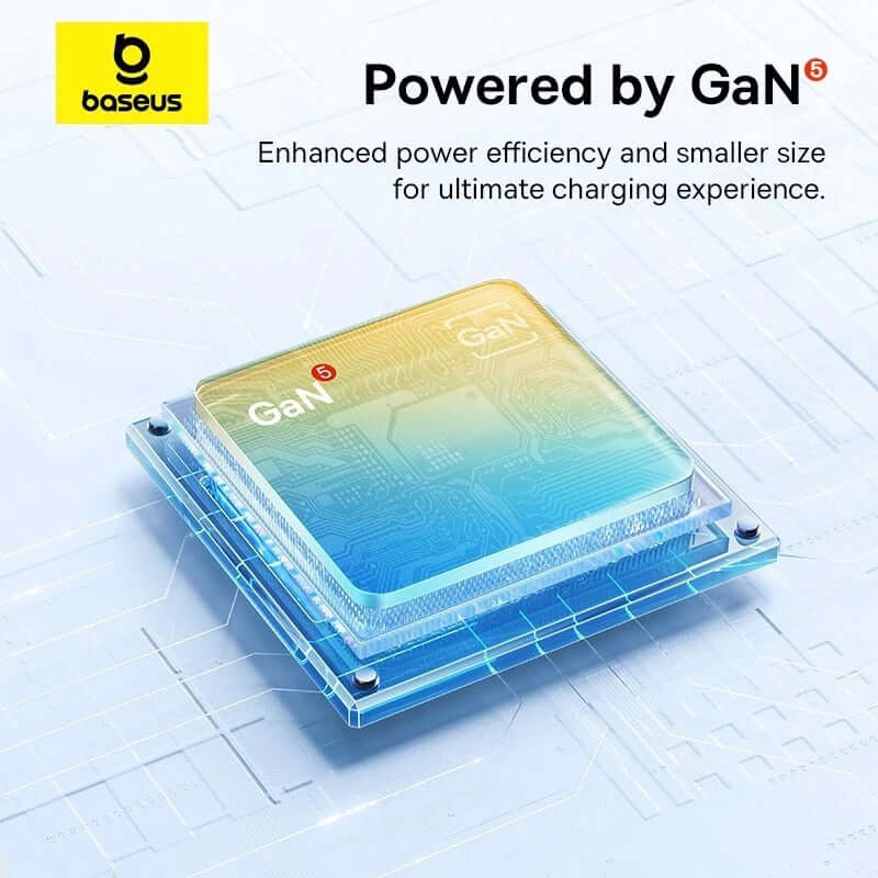 Baseus Palm Fast Charge 65W powered by GaN technology for enhanced power efficiency and compact size.