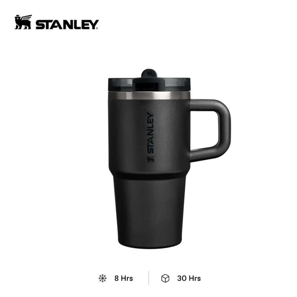 STANLEY The 20oz Quencher ProTour Flip Straw Tumbler in matte black, featuring a ProTour Flip Straw lid.