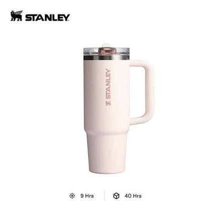 STANLEY The 30oz Quencher ProTour Flip Straw Tumbler (0.88L) in soft pink with a sleek design and durable handle.